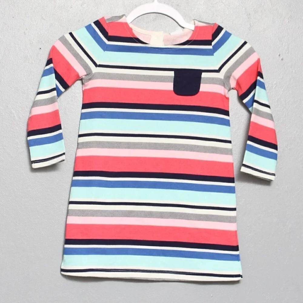 Gymboree nwt multicolored cotton stripe pocket long sleeve dress